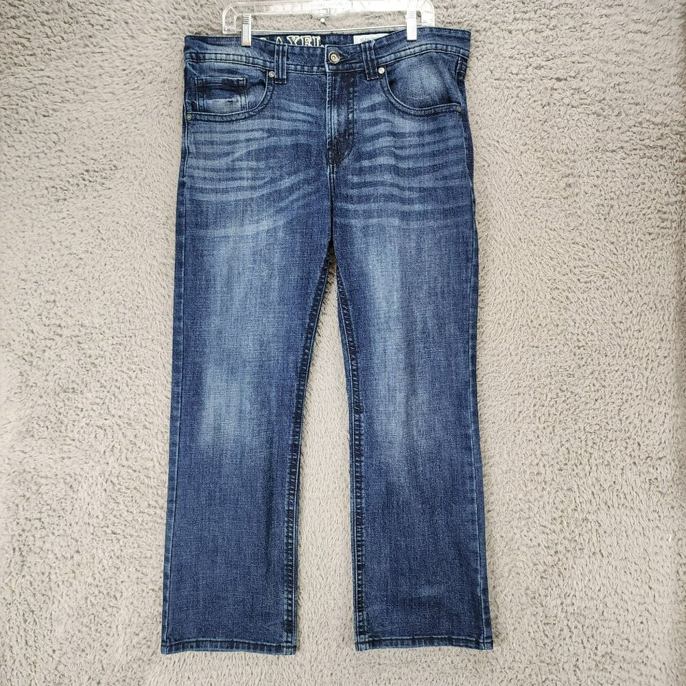TK Axel Jeans Mens 36x32 Dark Wash Stretch Mid Rise Slim Boot